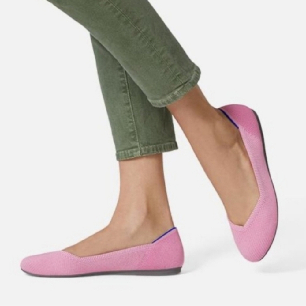 Rothy's The Flat Ballet Flats in Begonia Pink Knit Upper Round Toe Retired Sz 8